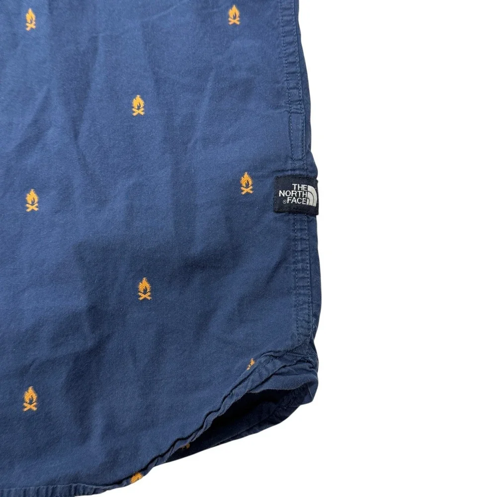 The North Face Blue Campfire Print‎ Baytrail Jacquard Short-Sleeve Shirt Mens M